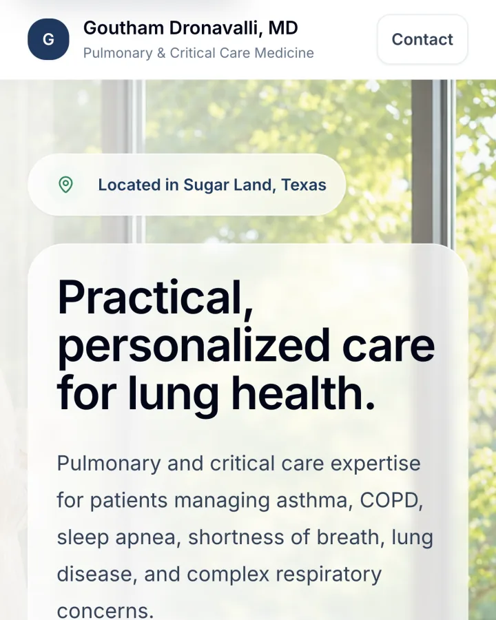 Redesigned Dr. Goutham Dronavalli, MD website by FrontDoor Health
