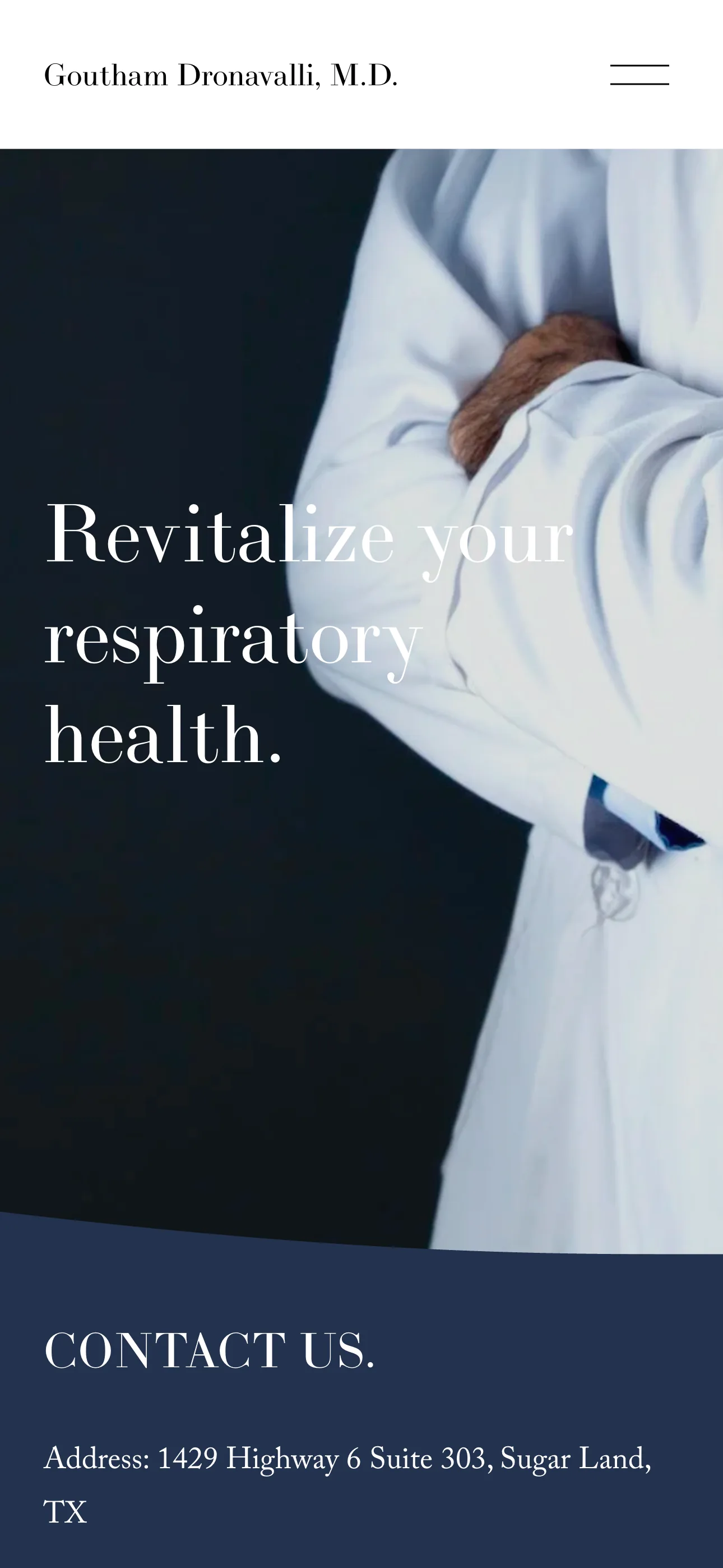 Previous pulmonology practice website before the FrontDoor Health redesign